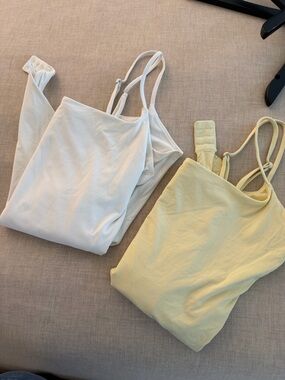 Everyday Double-Strap Bodysuit - White & Pale Yellow